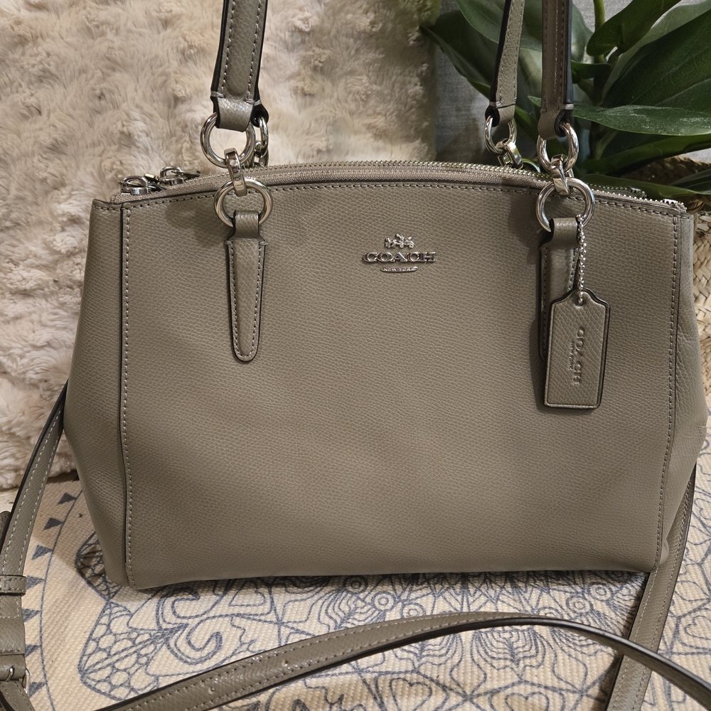 Coach Taupe/Beige Leather Mini Christie Satchel with Silver Hardware